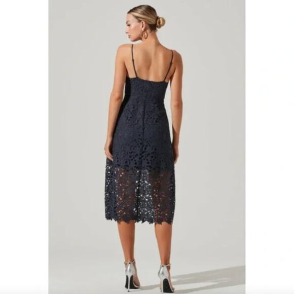Astr The Label Lace A-Line Midi Dress Navy - Picture 3 of 12